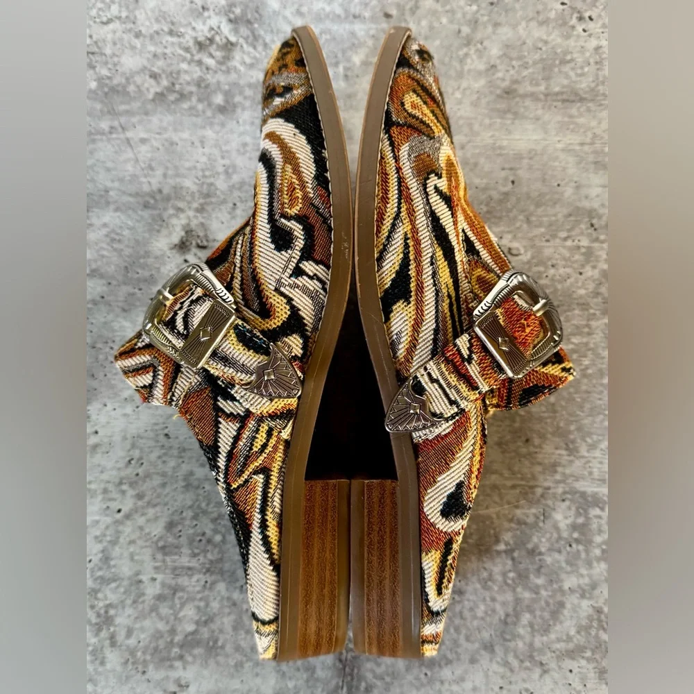 Band Of Gypsies Greta Mules Tapestry Slip-On Buckle brown Size 7 - Picture 8 of 10